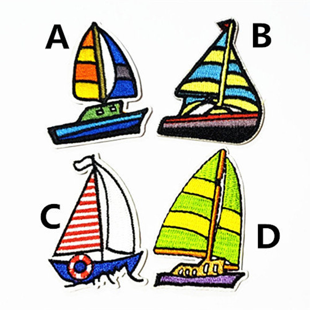 Kids Patch Colorful Sailing Boat Embroidered Applique Iron on Patch AL ...