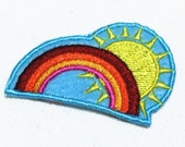 Lot Of 2 Pieces Rainbow Sun (5 x 3 cm) Embroidered Iron on Applique Patch (AL)