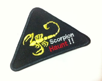 Punk Scorpion Haunt Black Yellow Red (8.5 x 6 cm) Embroidered Iron on Applique Patch  (KT)