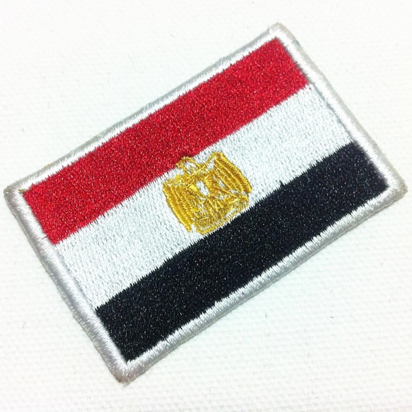 Drapeau de l’Egypte (6 cm x 4 cm) brodé fer sur Applique Patch monde drapeau (FL)
