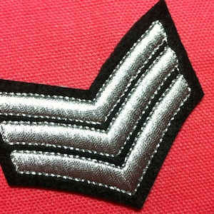 Lot Of 2 Pieces Silver Black Army Badge 7 x 6 cm Embroidered Iron on Applique Patch W image 1