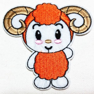 Cutie orange Lt.Brown Sheep (8.5 x 8 cm) Kids Embroidered Applique Iron on Patch (AL)