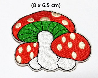 Cool Patch Red Green White Mushroom (8.5 x 6.5 cm) Kids Patch Full Embroidered Applique Iron on Patch (ALG)