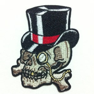 High Quality 1 piece Pirate Skull Rock Punk (6.5cm x 10 cm) Full Embroidered Iron on Applique Patch (WW)