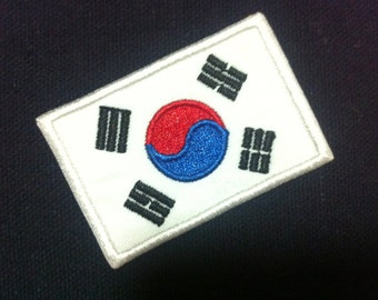 Korea Flag (6cm x 4 cm) Embroidered Iron on Applique Patch World Flag (KT)