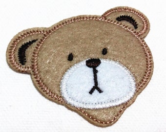 2 Piece Light Brown Bear (6 x 4.5 cm) Embroidered Applique Iron on Patch (ALL)