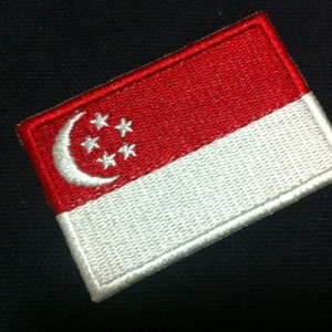 Singapore Flag World Flag Patch (6 x 4 cm) Embroidered Applique Iron on Punk Patch (FL)