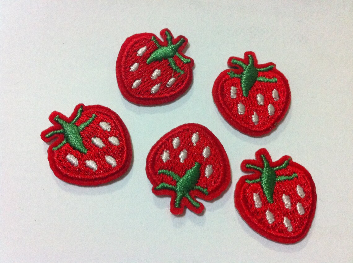 Kids Patch 5 Pieces Small Red Strawberry 2 X 2cm Embroidered | Etsy