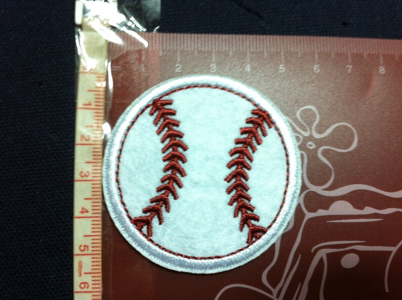 Lot Of 2 Pieces White Baseball 5.5cm Embroidered Iron on Applique Patch B image 2