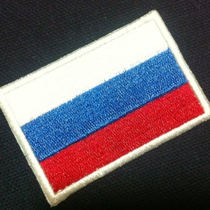 Russian Flag  (6 x 4 cm) Embroidered Iron on Applique Patch World Flag (KT)