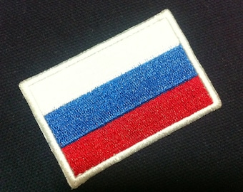 Russian Flag  (6 x 4 cm) Embroidered Iron on Applique Patch World Flag (KT)