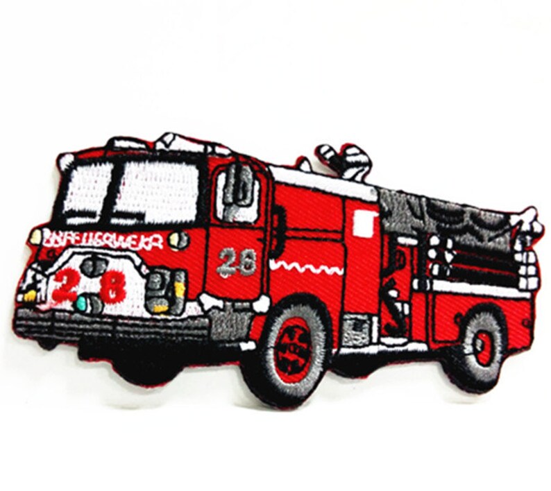 Fire Car 8.5 x 4.5 cm Kid Patch Embroidered Applique Iron on Patch NTN image 1
