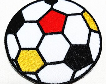 Black White Red Yellow Football (7 x 7 cm) Sport Embroidered Applique Iron on Patch (ALC)