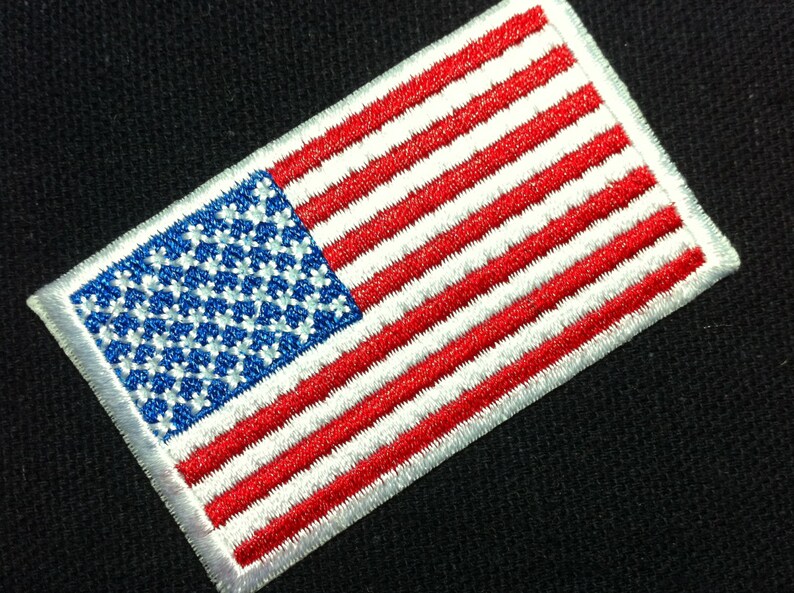 Lot Of 2 Pieces USA Flag Red White Blue 4 x 6.5 cm Embroidered Iron on Applique Patch ALT image 1