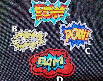 Punk Patch Boom Pow Bam Embroidered Applique Iron on Patch (AL)
