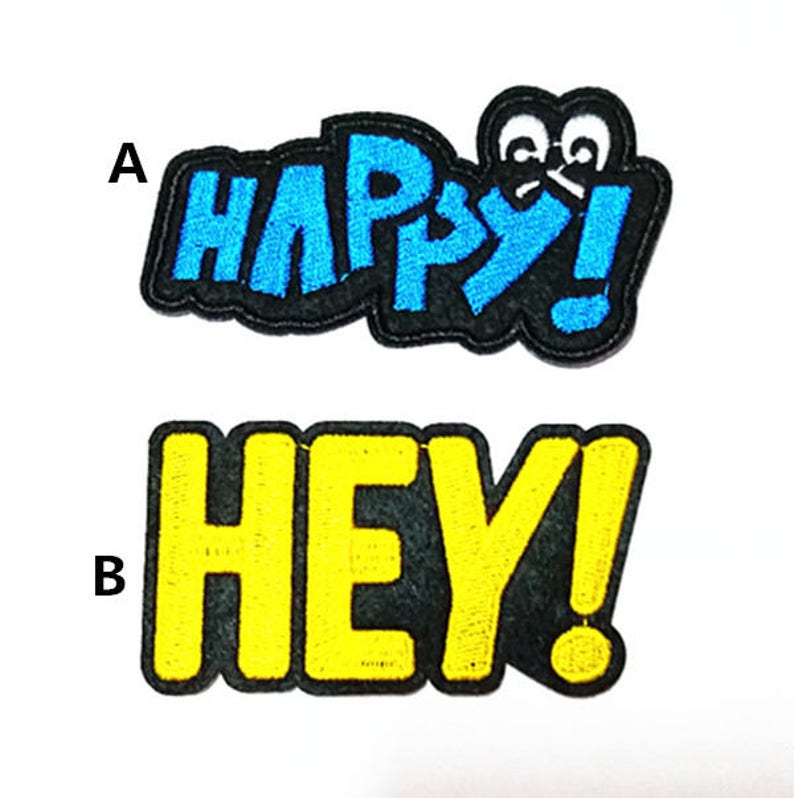 Punk Patch Happy or Hey Personality Style Embroidered Applique Iron on Cool Patch AL