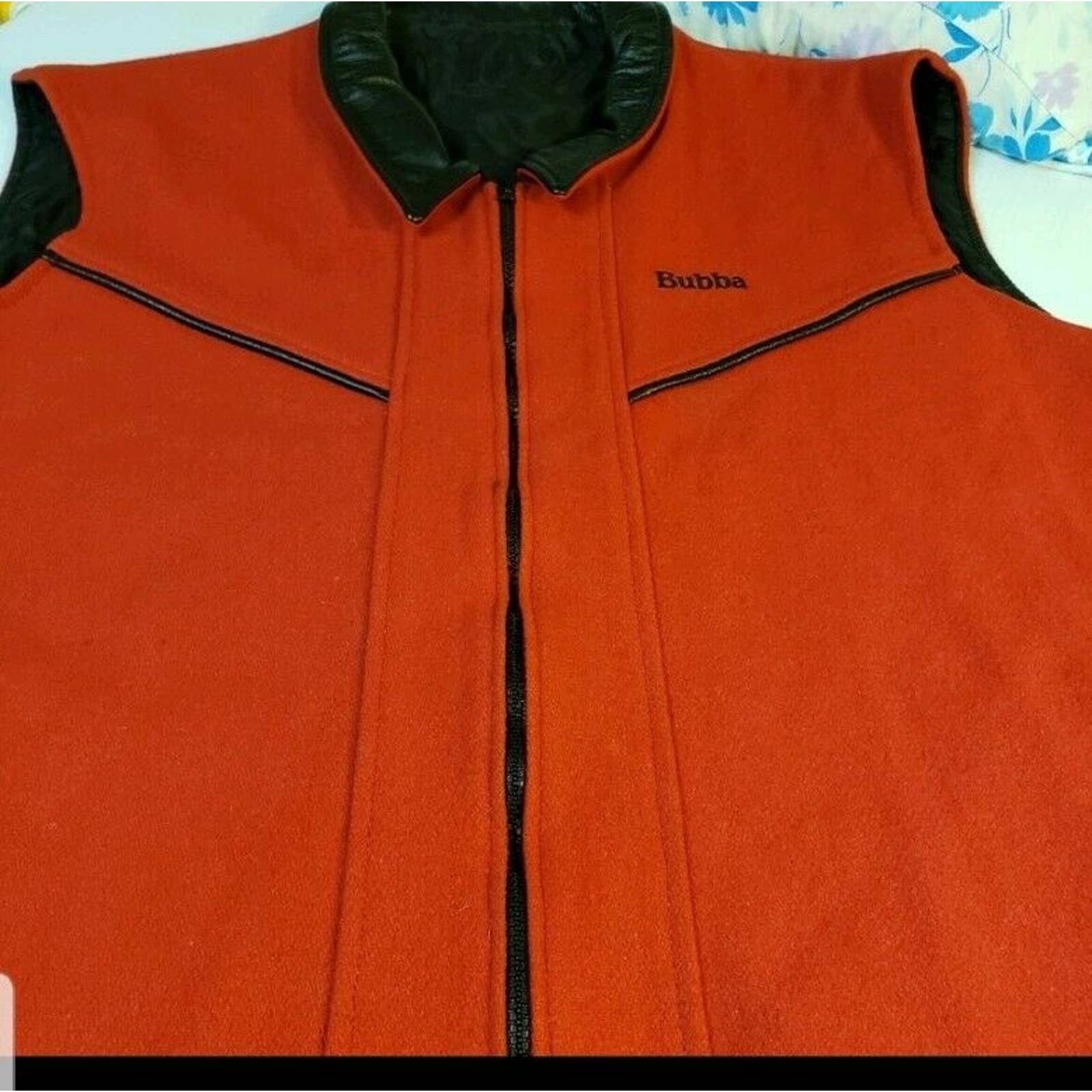 Rockabilly Tioga Territory Red Wool and Leather Work Vest 