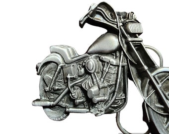 Vintage 3D Motorcycle Chopper Harley Belt Buckle Pewter Color 1979 Bergamot Brass