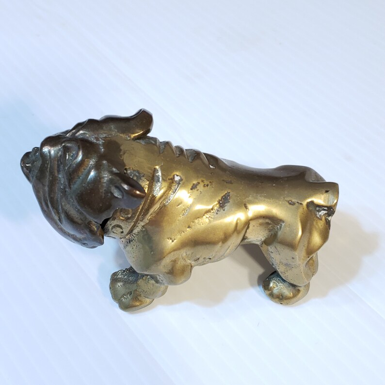Brass Bulldog Brass Paperweight Dog Bookshelf Decor Man Etsy