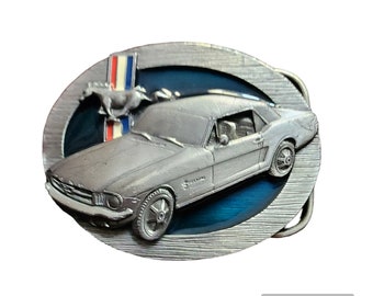 Vintage Siskiyou Ford Mustang Logo Belt Buckle Pewter Color