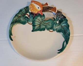 Vintage Fitz & Floyd FF 1988 Japan 3D Bird Duck Dish Salad Round Plate Decor