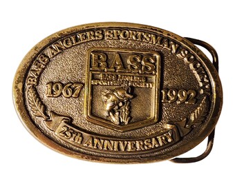 BASS Belt Buckle 25th Anniversary Bass Anglers Sportsman Society 1967 1992 Brass