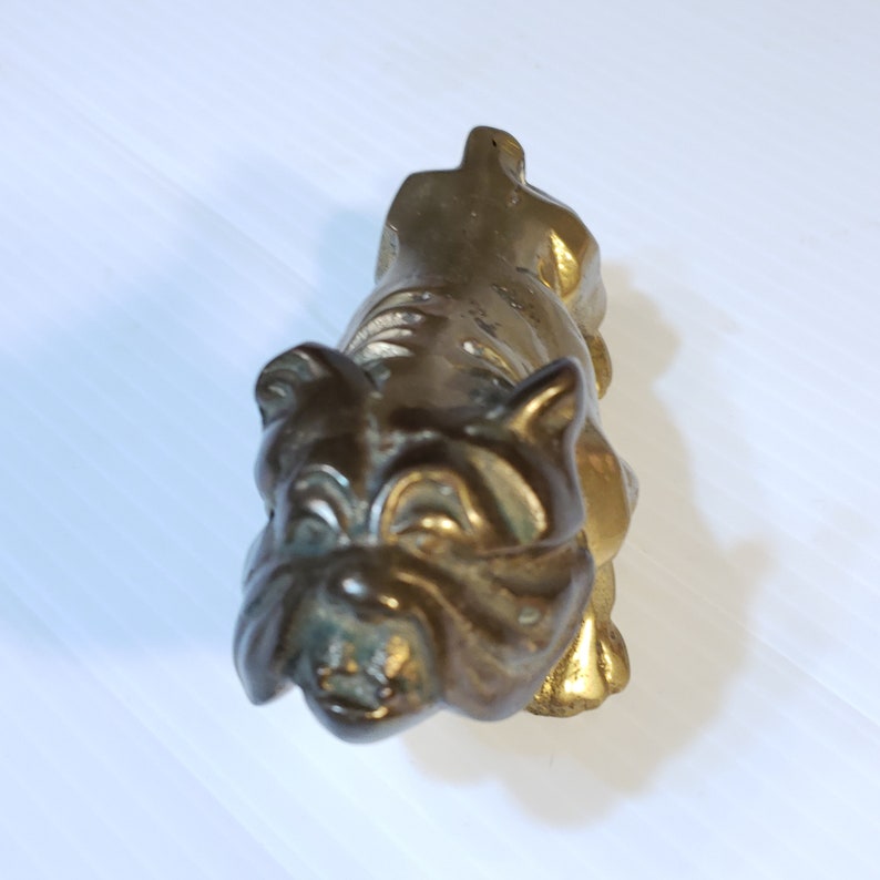 Brass Bulldog Brass Paperweight Dog Bookshelf Decor Man Etsy