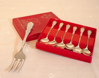Vintage Nils Johan, Sweden Demitasse Coffee Spoons in Original Box - Pattern “Sibylla”
