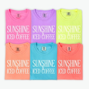 Sonnenschein und Eiskaffee | PNG | 300dpi | Digitales Design | DTF Siebdruck | Sofortdownload | Wohlfühlfarben Neon 1717