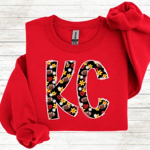 KC Football Floral Doodle - PNG 300dpi - digital design - sublimation DTF Screen Print Instant Download Kansas City Football
