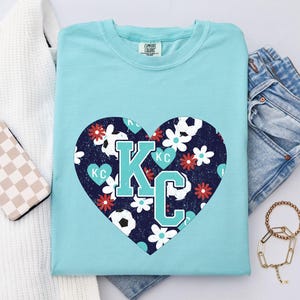 KC Soccer Floral Heart | PNG 300dpi | Digital Design | DTF | Screen Print | Instant Download