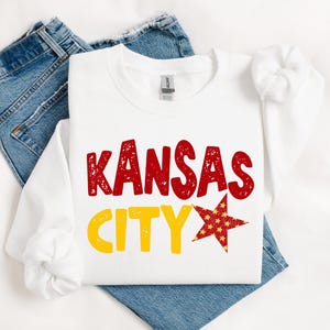 Kansas City with Bright Star PNG 300dpi Digitales Design - Sublimation DTF Sieb Druck Sofortiger Download Fußball Kansas City