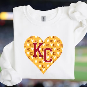 KC Red Gold Heart - PNG 300dpi - digital design - sublimation DTF Screen Print Instant Download Kansas City Football