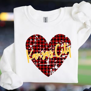 KC Kansas City Buffalo Plaid Grunge Heart - PNG 300dpi - digital design - sublimation DTF Screen Print Instant Download Kansas City Football