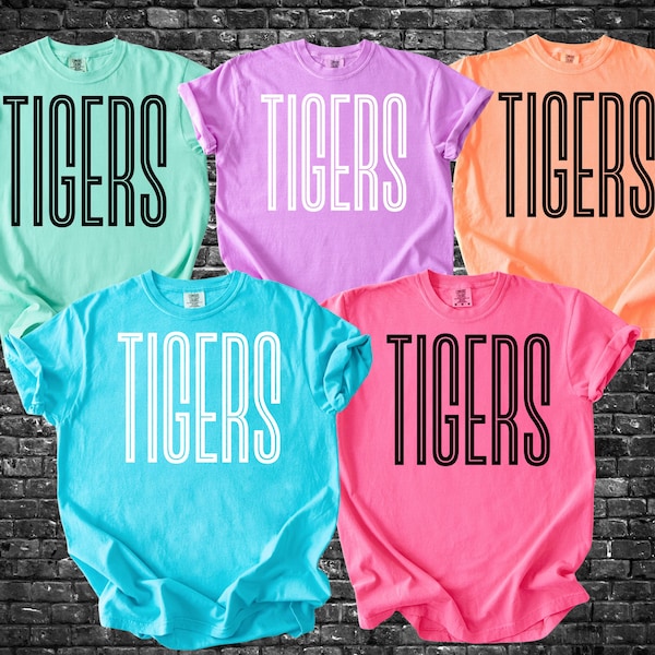 Tigers Trendy Preppy Mascot 2 Colors | PNG Digital Design | Instant Download