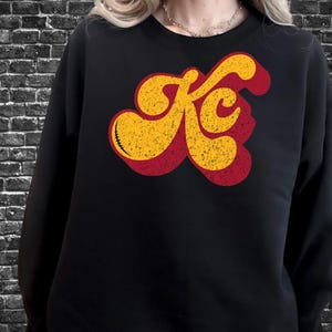 KC Kansas City Retro Groovy Distressed 2 Colors | PNG 300dpi | Digital Design | DTF | Screen Print | Instant Download