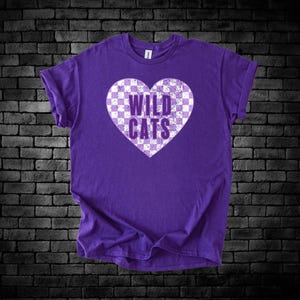 Wildcats Retro Checker Heart Grunge / PNG 300 dpi / Design digitale / DTF / Serigrafia / Download immediato