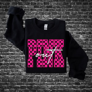 Pink Out Checker Retro Breast Cancer Awareness | PNG 300dpi | Digital Design | DTF | Screen Print | Instant Download