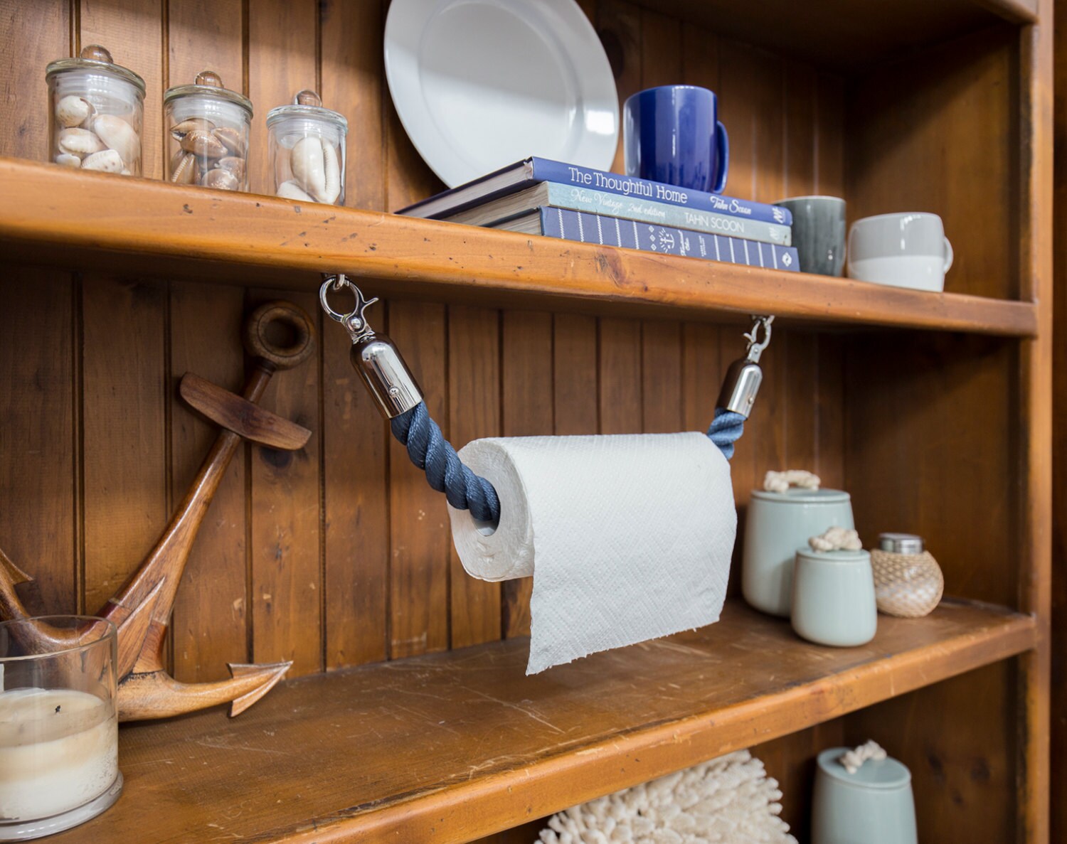 ROPE TOWEL HOLDER Rack handgefertigt mit Marine blau Polyester | Etsy