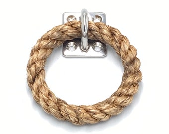 MEDIUM DRAWER RING pulls handmade for drawers, doors and cupboards using the natural manila rope with stainless steel fittings.