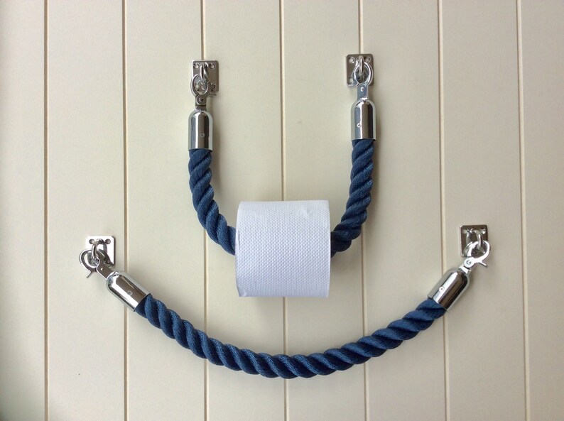TOILET ROLL HOLDER handmade polyester rope stainless steel Etsy