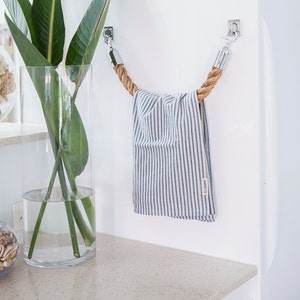 ROPE TOWEL HOLDER rack handmade for kitchen, bathroom, boat or outdoors undercover image 1
