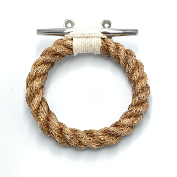 ROPE TOWEL RING holder handmade from natural rope for bathroom, kitchen, boat or outdoors undercover.