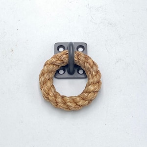 SMALL DRAWER RING Black fittings handmade for drawers, doors and cupboards using the natural manila rope with stainless steel fittings. image 1