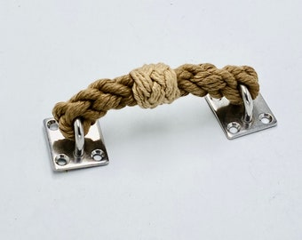 4" MINI DRAWER PULL brown rope pull with beige trim for smaller cabinets and drawers