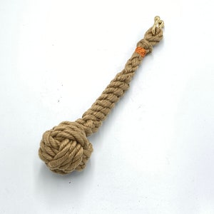 10&quot; BROWN BELL ROPE with nautical monkey fist knot and fancy ropework with stainless steel or brass fittings
