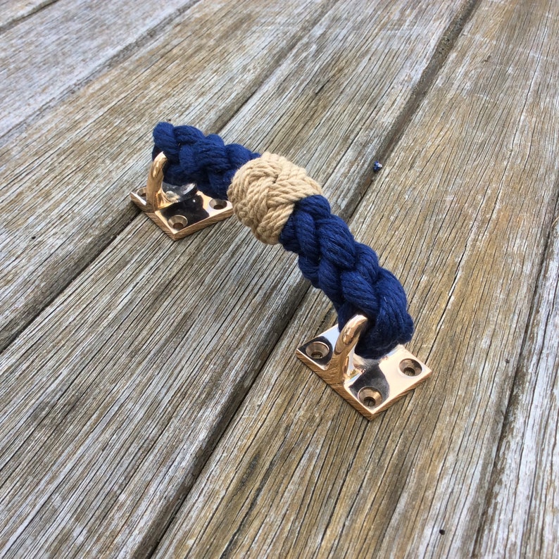 ROPE DRAWER PULL Handmade Nautical Handles With Solid Brass Etsy