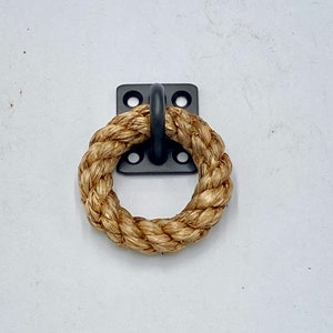 SMALL DRAWER RING Black fittings handmade for drawers, doors and cupboards using the natural manila rope with stainless steel fittings. image 2