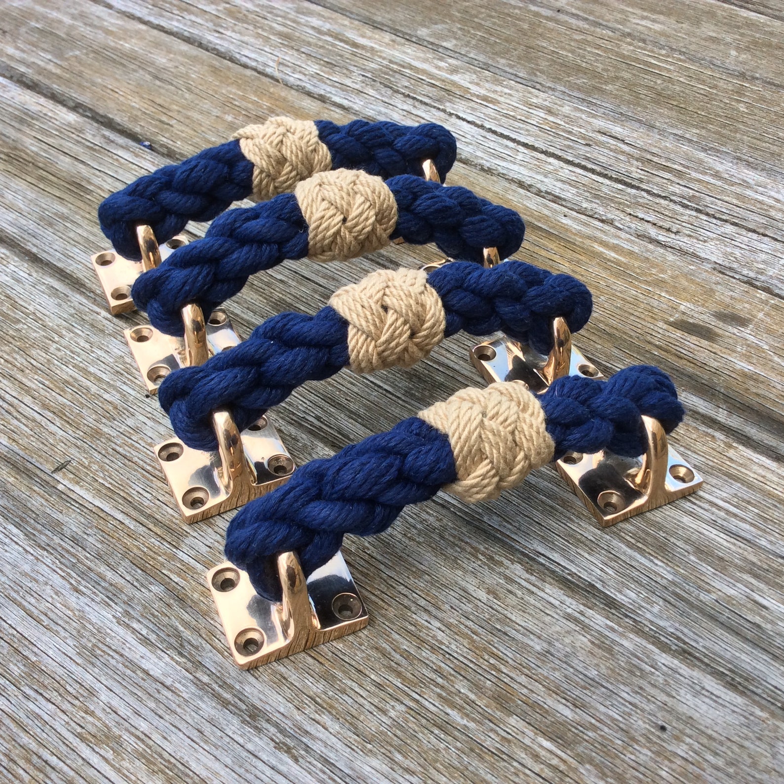 ROPE DRAWER PULL handmade nautical handles with solid brass Etsy