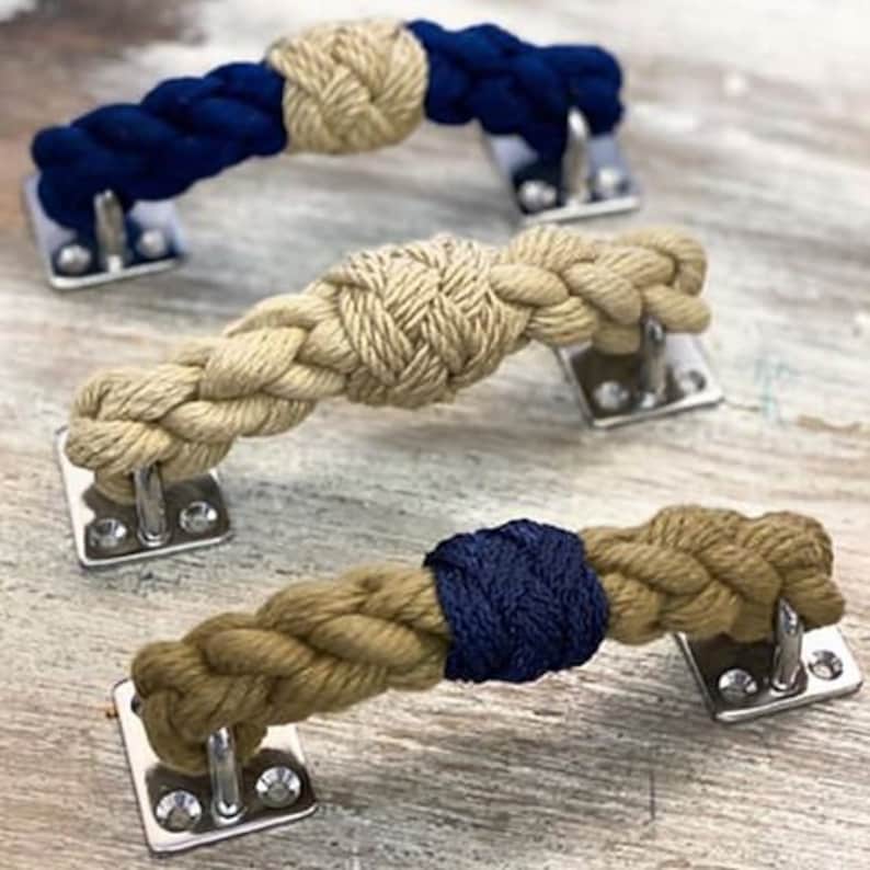 ROPE HANDLE PULL 8 Brown Rope Drawer Pull Beach Nautical Etsy